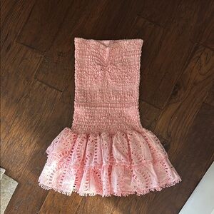 Pink Strapless Ruffle Dress